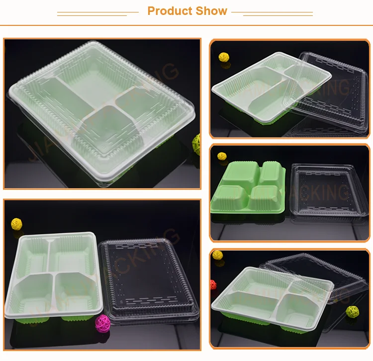 Disposable Pp Green Ecofriendly Customize Plastic 3 Or 4 Compartments