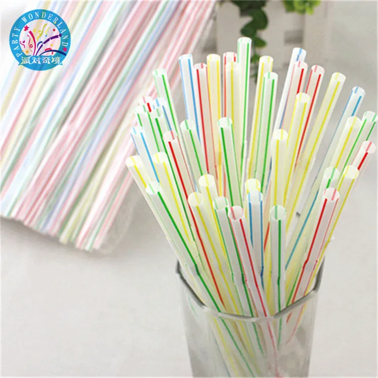 Disposable colorful food grade PP birthday bar party supplies halloween christmas plastic flexible straws