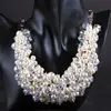 Wholesale Handmade Crystal Imitation Pearl Cluster Bib Chunkys Necklace