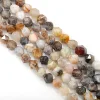 Natural Gemstone Round Beads Faceted Bamboo Leaf Agate