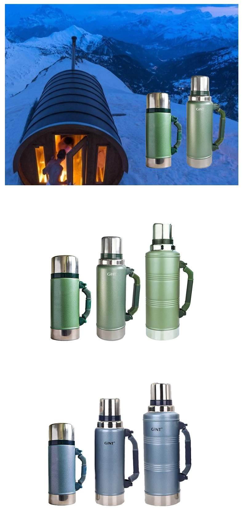 stainless steel flask with 2 cups