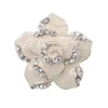 Rhinestone White Enamel Flower Button In Zinc Alloy