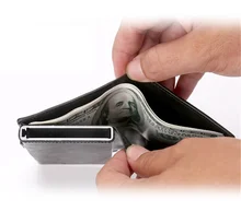 RFID Блокировка кожа Кнопка алюминиевая Кредитная Держатель для карт кошелек