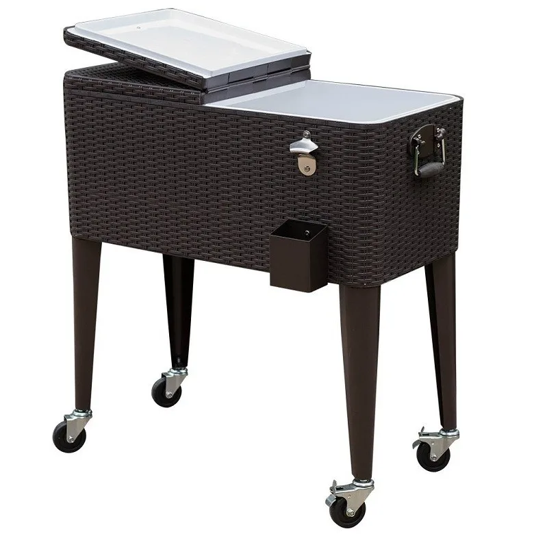 Outdoor Portable Patio Party Drink Rolling Beverage Cooler Bar Cart