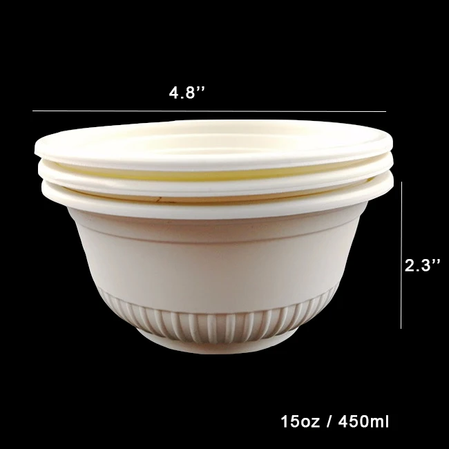 Econewleaf 15oz Round Food Packaging Container Corn Starch Disposable