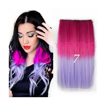 Long Straight Red To Purple Ombre Color Colorful Hair Slice