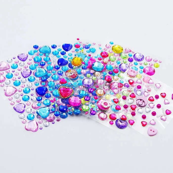 Factory OEM ODM all kinds fancy acrylic diamonds  rhinestone crystal jewel stickers for kids toy