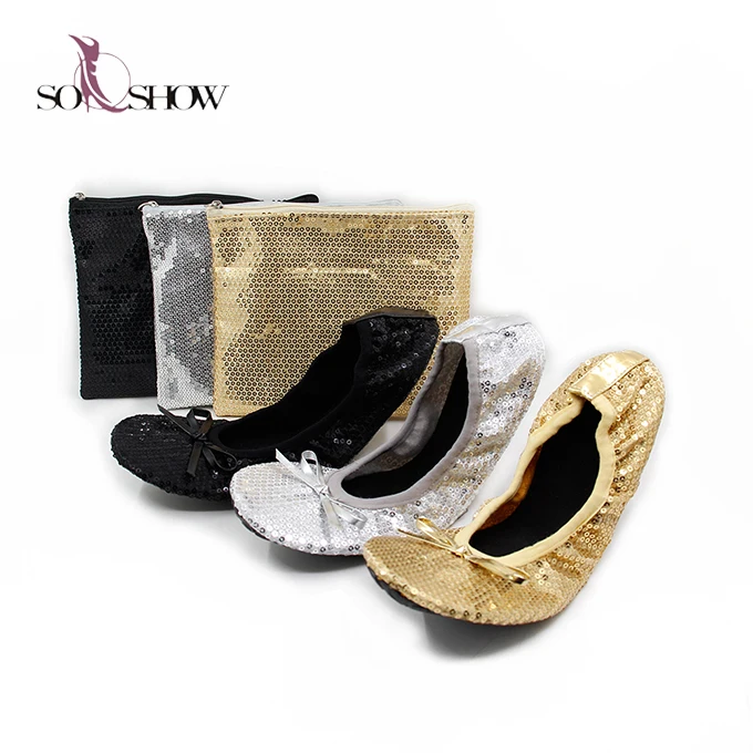 Womens Sequined Rollable Ballerinas Wedding Slip On Ballet Flats Buy