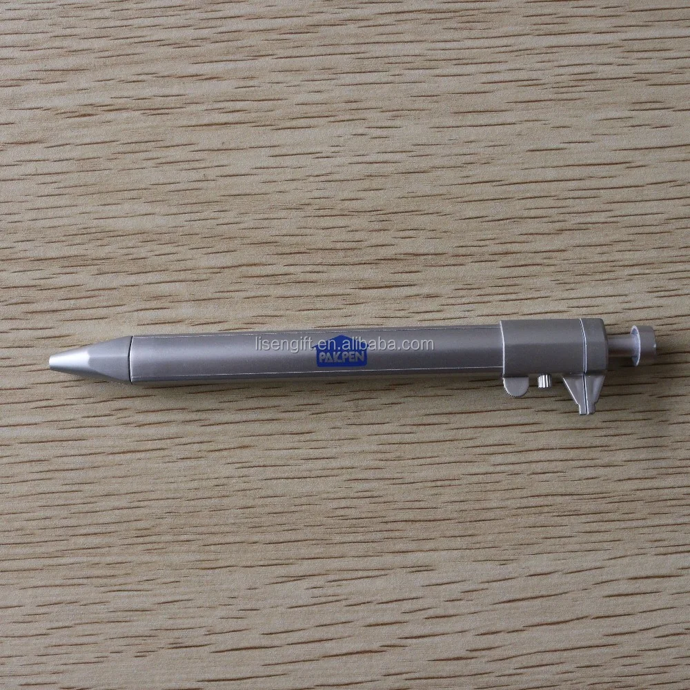 Multifunction Pen Shape Plastic Vernier Caliper Ruler V4R4 Measuring Silver T8X2 