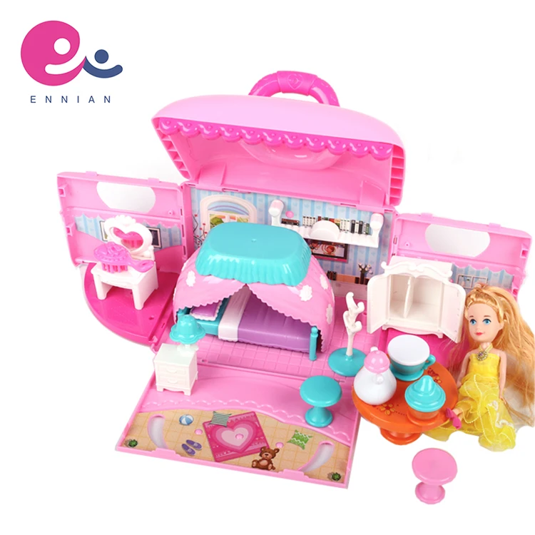 Funny Portable Design Deformed Princess Handbag Play House Toy With Funny Portable Design Deformed Princess Handbag Play House Toy With Lovely Dolls