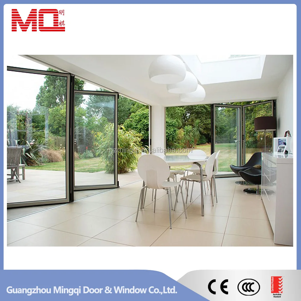 Interior Bifold Doors Sliding Glass Folding Door Tempered Glass Bi-fold