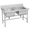 Double 201 Commercial Kitchen Equipment Hand Washing Working Table/304 Kitchen Stainless Steel Wash Table Sink Bench Work Table