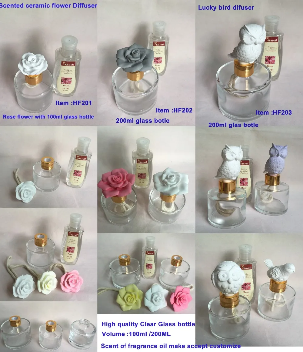 Scented Ceramic Flower Diffuser With Glass Holder,Aroma Oil Gypsum