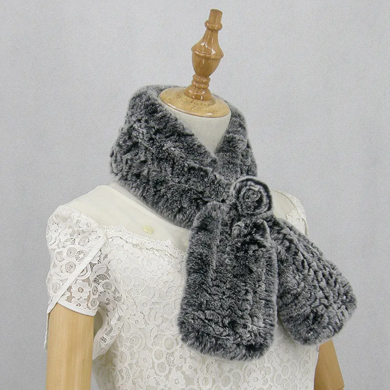 High Quality Hand-knitted Rabbit Fur Scarf In A Variety Of Colors With