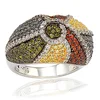 Colourful italian style colors cubic zirconia stone 925 silver ring