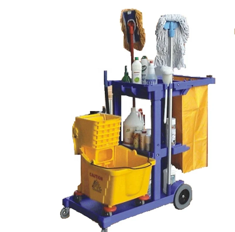 Multifunction Hotel Room Cleaning Trolley Service Tool Janitor Cart