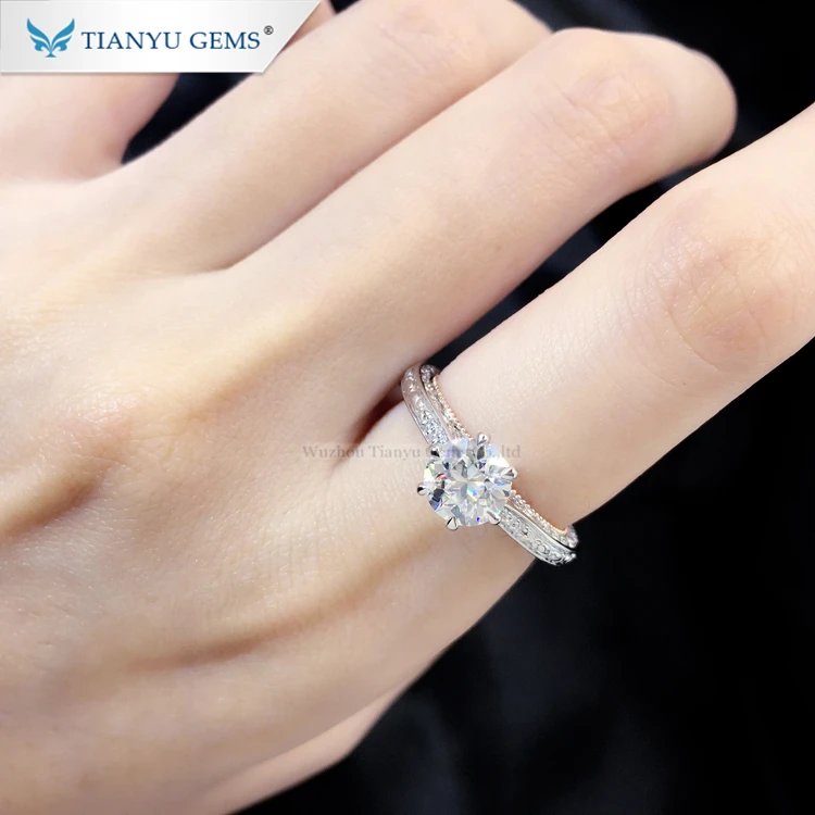 Tianyu Gems Fashion Rose Gold Jewelry Moissanite & Sapphire Gemstone ...
