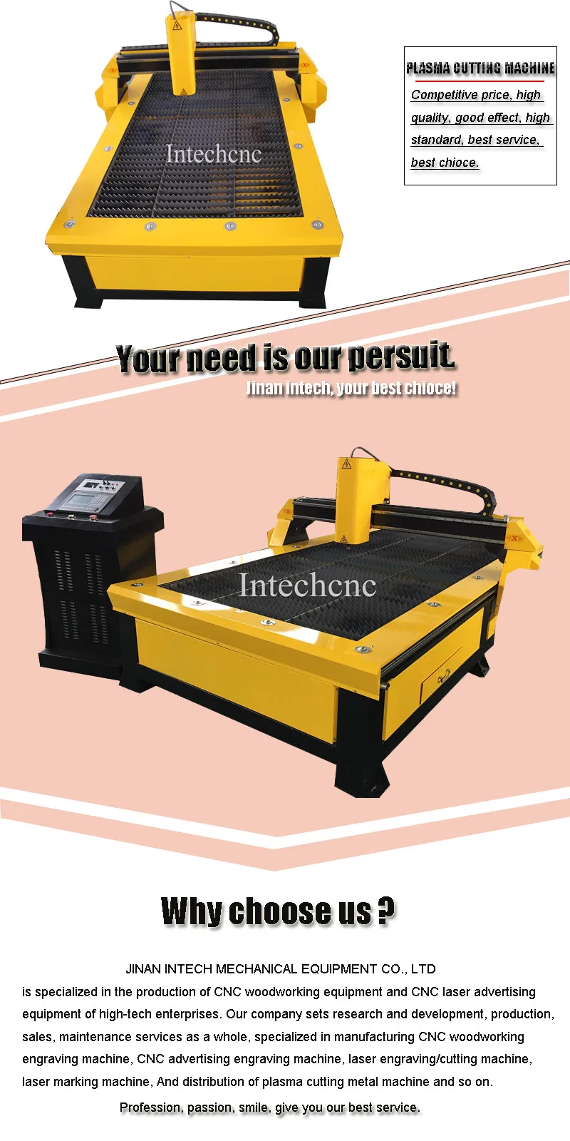 Cheap 1300*2500mm low cost cnc plasma cutting machine with best service