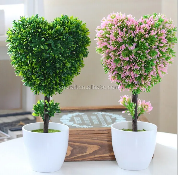 Artificial Heart Shaped Tree Leaf,Silk Bonsai Tree For House Decoration