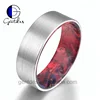 Gentdes Jewelry Silver Brushed Pattern Stabilized Wood Tungsten Ring