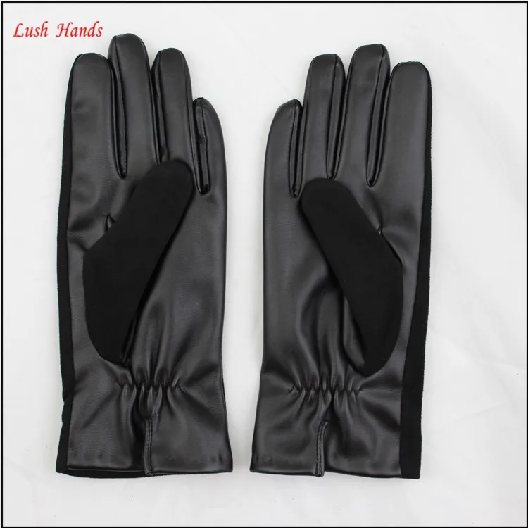 New design beautiful black suede sheepskin leather gloves for girls