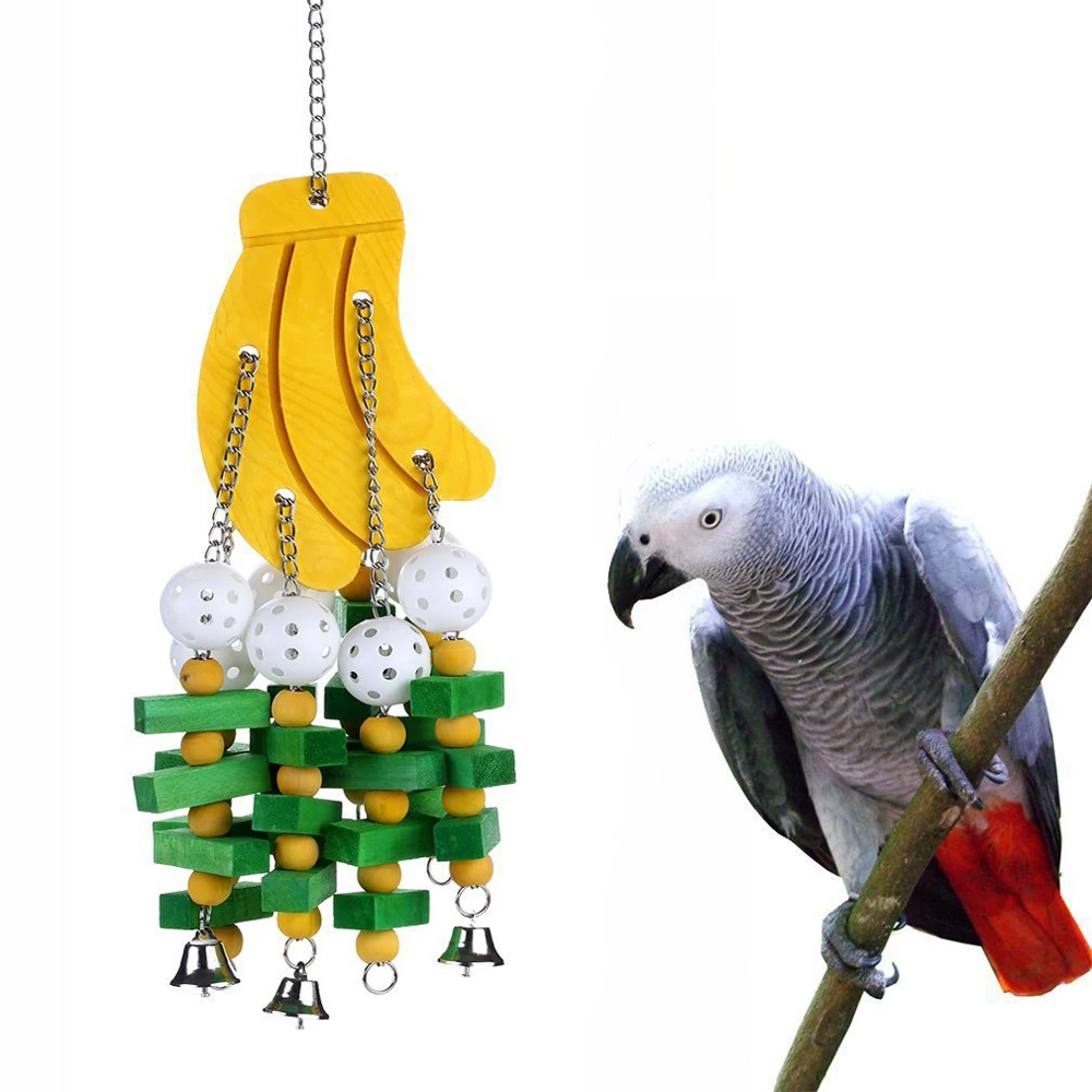 Parrot Toy Bird Colorful Knots Block Chewing Toys Hanging Swing Cage