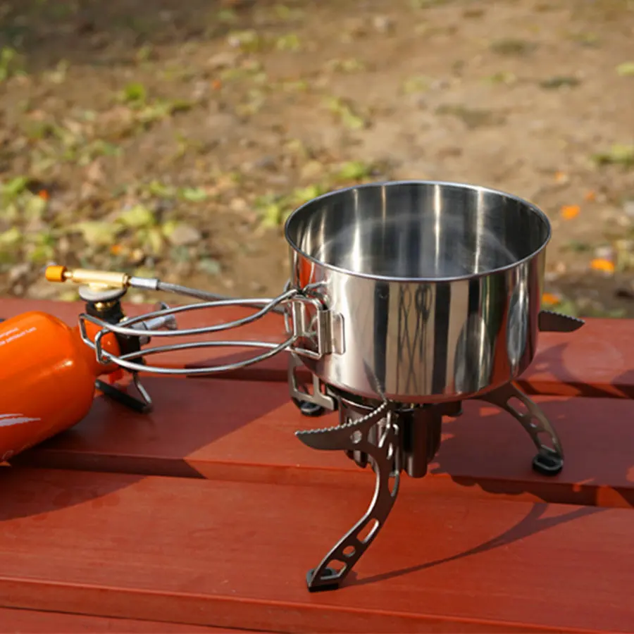 2 件不锈钢炊具套装野营炊具户外徒步旅行包装