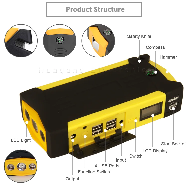 Multifunction Portable Emergency Power Bank Car Jump Starter 12v Jump