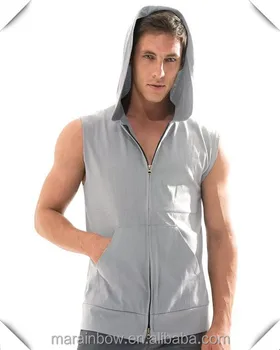 sleeveless grey hoodie