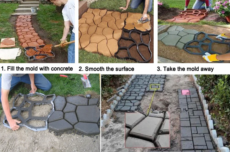 Diy Garden Tools Path Plastic Concrete Pavement Mould For Making Pathway -  Buy Pavement Mold Pathways,Cement Molds Gardens,Plastic Mould For Brick  Product on Alibaba.com