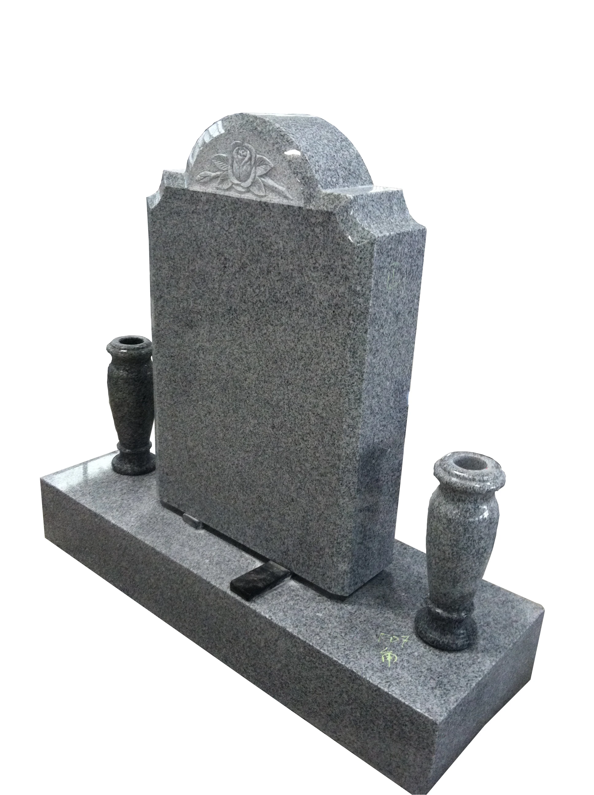 American Style Grey Granite G633 Upright Headstones With Vase Monuments