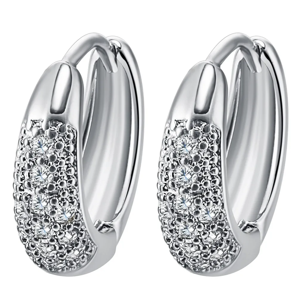 14k Gold Beauy Wedding Earrings Filled Inlay Round Clear Cubic 14k Gold Beauy Wedding Earrings Filled Inlay Round Clear Cubic Zirconia Small Hoop For Women S