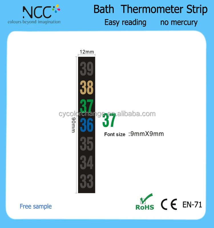
easy reading hot selling reusable LCD digital bath thermometer strip Temperature strips with adhesive sticker 