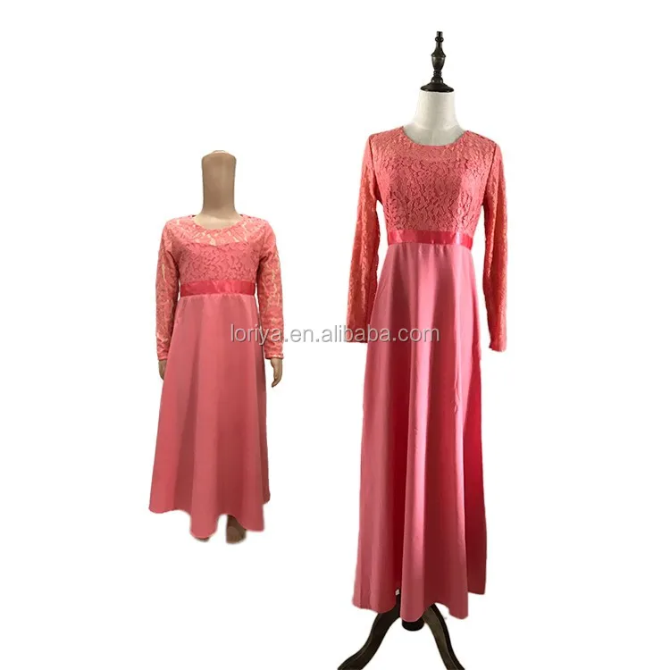 2017 Latest Fashion Muslim Women And Children Maxi Dress 3 Colors Islamic Mommy And Me Dubai 