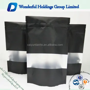 Matt Finish Bag With Clear Window Ziplock Black Stand Up Pouch Matt Finish Bag With Clear Window Ziplock Black Stand Up Pouch Custom Printed Resealable Bags