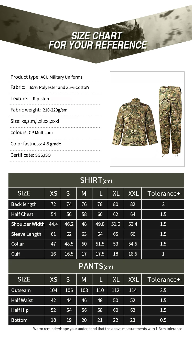 Size Chart For Ocp Uniform
