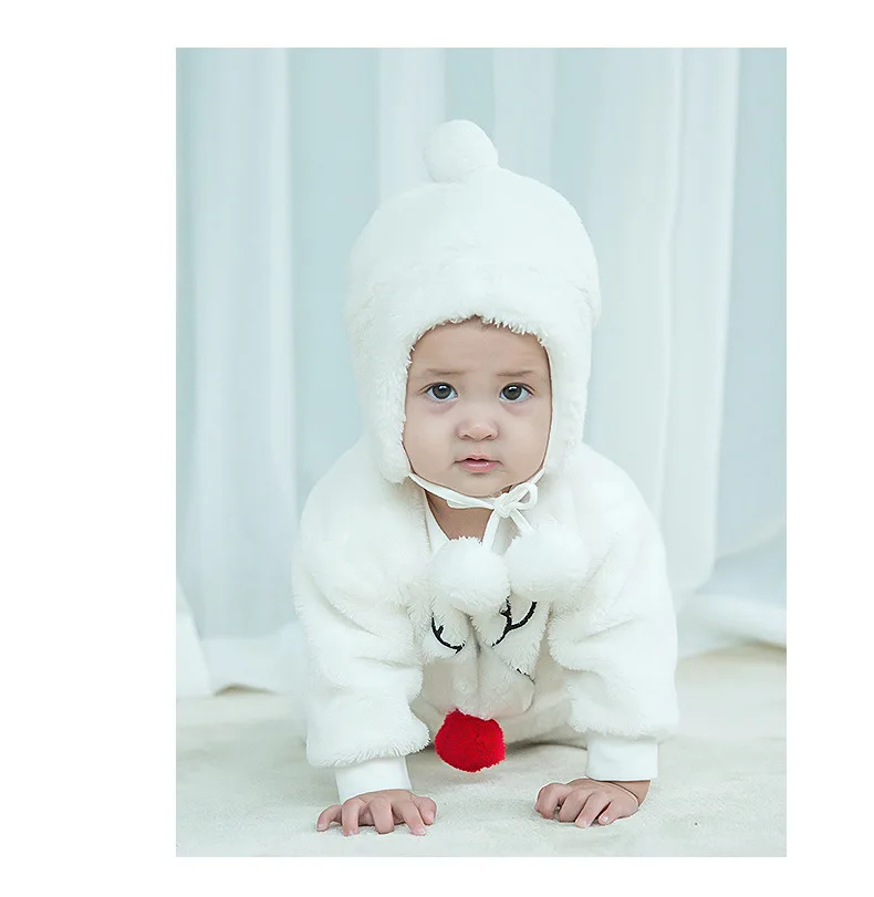 Baby Toddler Fleece Lined Winter Earflap Beanie Cream Bear Hat Knit Mittens or Hat /& Mittens Set