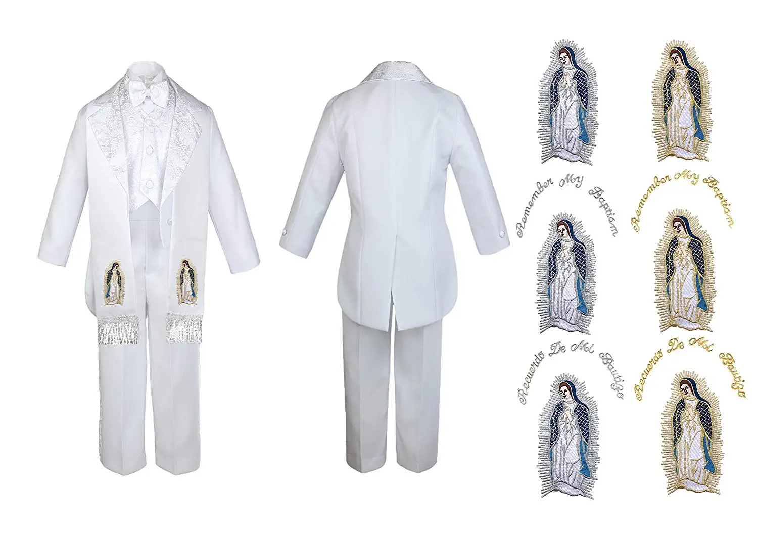 Baby Child Boys Christening Baptism Formal White Tuxedo Tails Suits Stole Sm-20