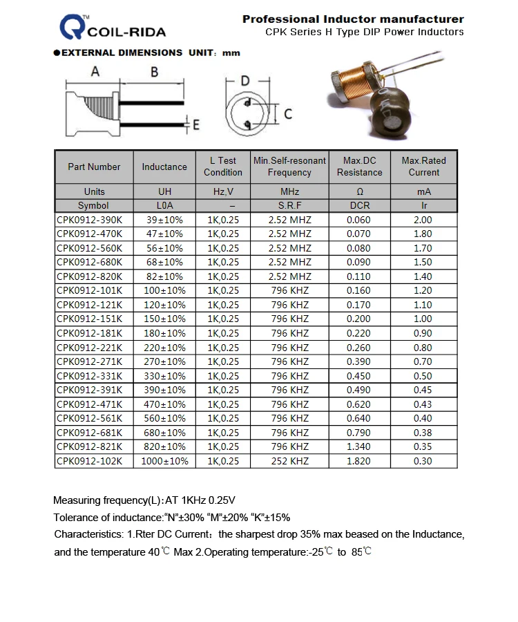 1.5 Henry Inductorfixed Power Variable Inductor Ferrite Bead Inductor