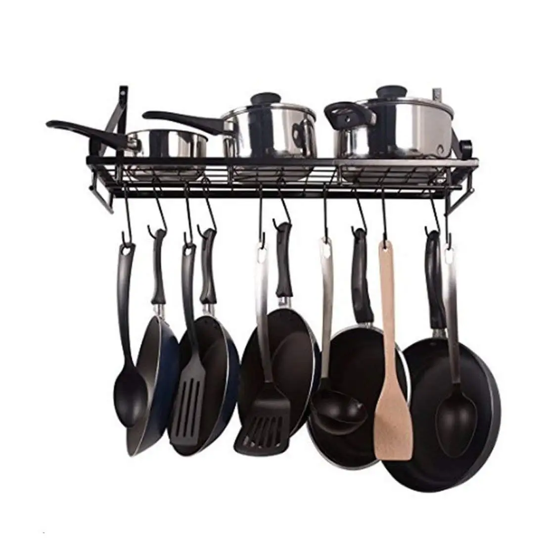 Red Cookware Vanra Wall Mounted Bookshelf Pot Rack Kitchen Wall