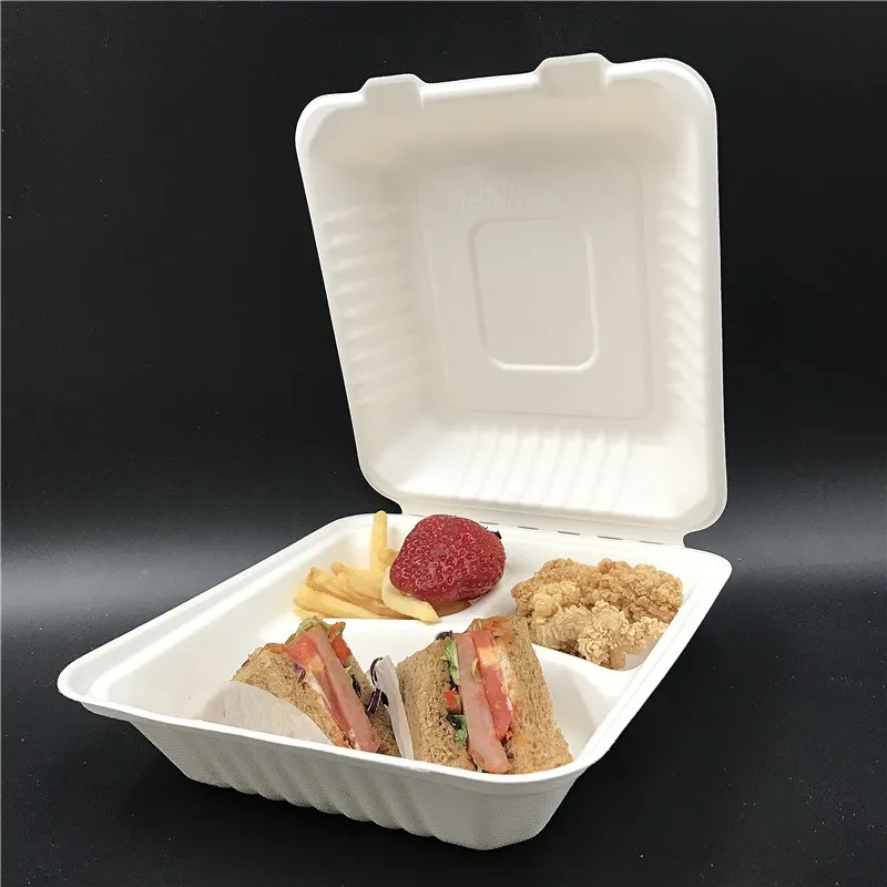 Custom Sugarcane Bagasse Takeaway Clamshell Box Disposable ...