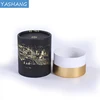 Black round box with matte gold logo printed cardboard tube customized boxes cardboard packaging
