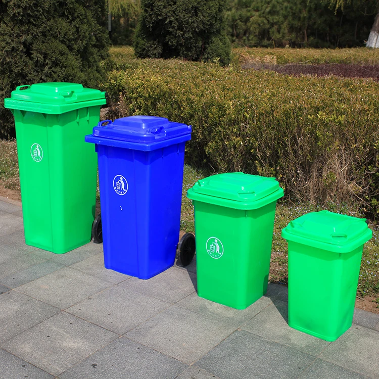 回收塑料材料，并备有定制容量的特色垃圾垃圾箱
