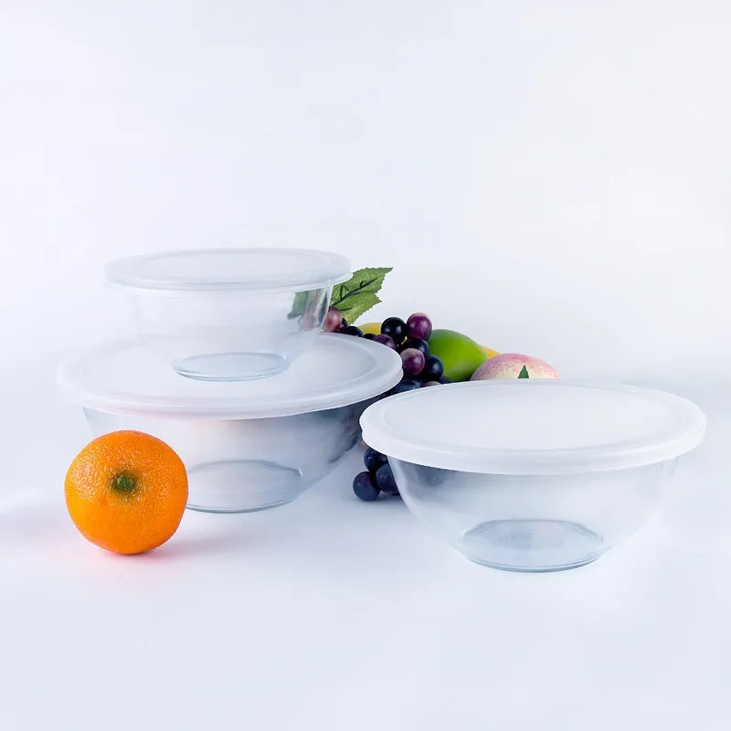 Pyrex Oven Proof Tempered Heat Resistant Large Glass Bowl With Plastic