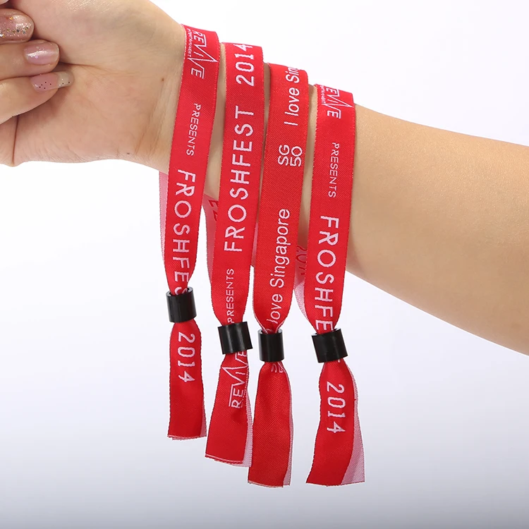 Custom Woven Logo Fabric Polyester Events Wristband With One Time ...