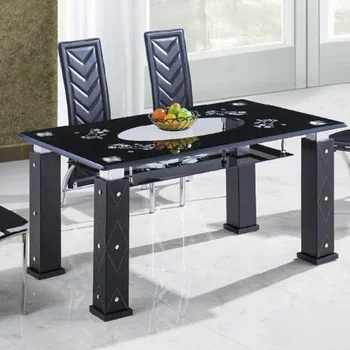 Kitchen Dining Table Set Glass Top Leather Padded 4 Chairs ...