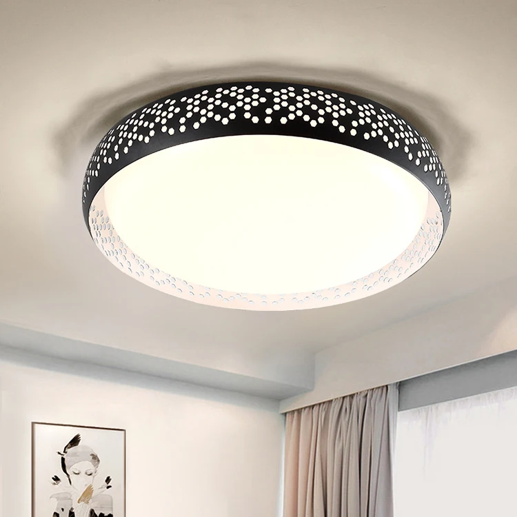 Hot Selling indoor dining room nordic creative black white round warm romantic LED ceiling light
