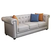 Modern Beige Leather Chesterfield Sofa