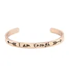 I am Enough 6mm Adjustable Rose Gold Plated Cuff Bracelet Wristband Bracelets Bangles polished bangle