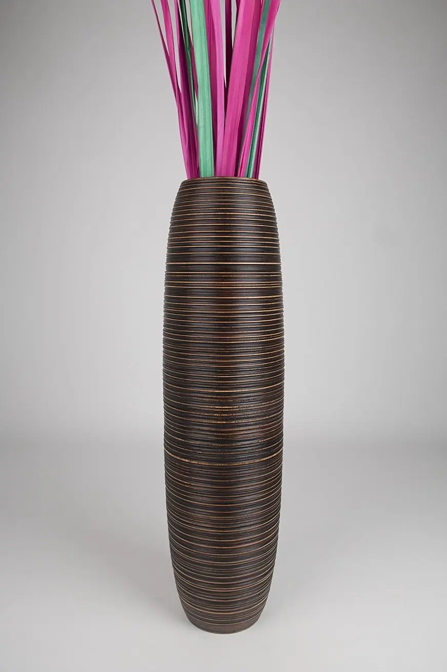 tall floor vase 36 inches wood brown